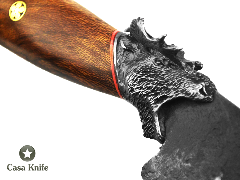 Adelar Filippon Faca para churrasco para colecionador forjado em aço 1070. Empunhadura em Platano Estabilizado, 33 cm