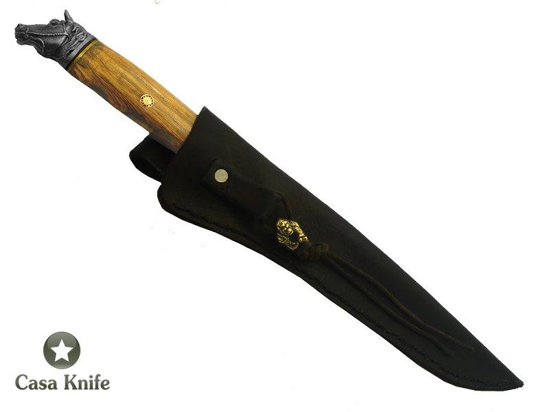 Monte Cristo faca para churrasco para colecionador forjado em aço damasco 15N20 / 5160 / 58 HCR / 80 camadas. Empunhadura em Spalted Guajuvira . 38 cm