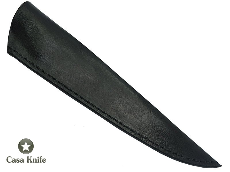Faca churrasco Montecristo para colecionador forjado em aço damasco padrão aleatório. Empunhadura Chifre de cervo esculpido, 38 cm