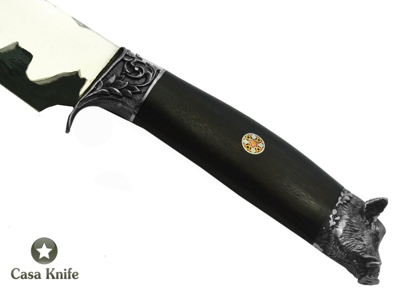 Faca para churrasco para colecionador forjado em aço San Mai 1070 com 1 barra aço carbono e 2 barras de inox 304, 31 cm