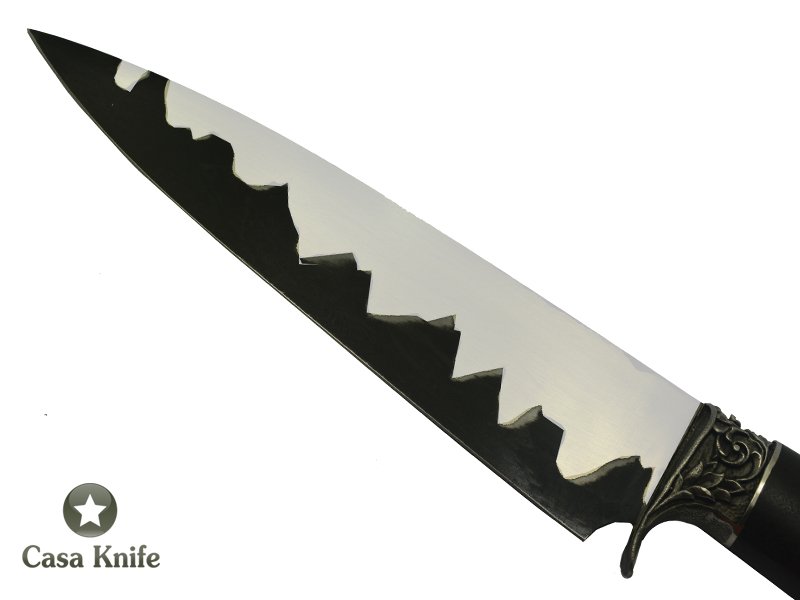 Faca para churrasco para colecionador forjado em aço San Mai 1070 com 1 barra aço carbono e 2 barras de inox 304, 31 cm