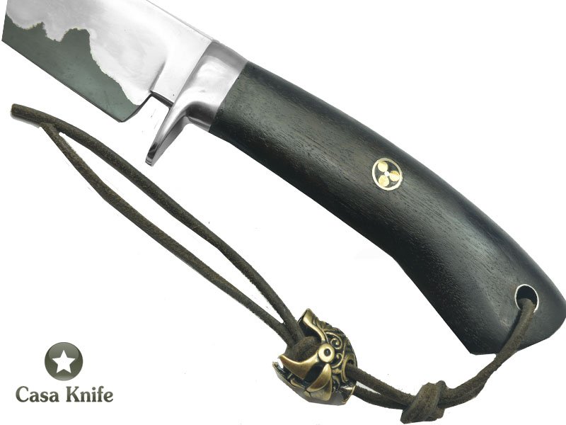 Faca para colecionador forjado em aço San Mai com 10 polegadas com oxidaçao preta. Empunhadura em Ébano, 31 cm