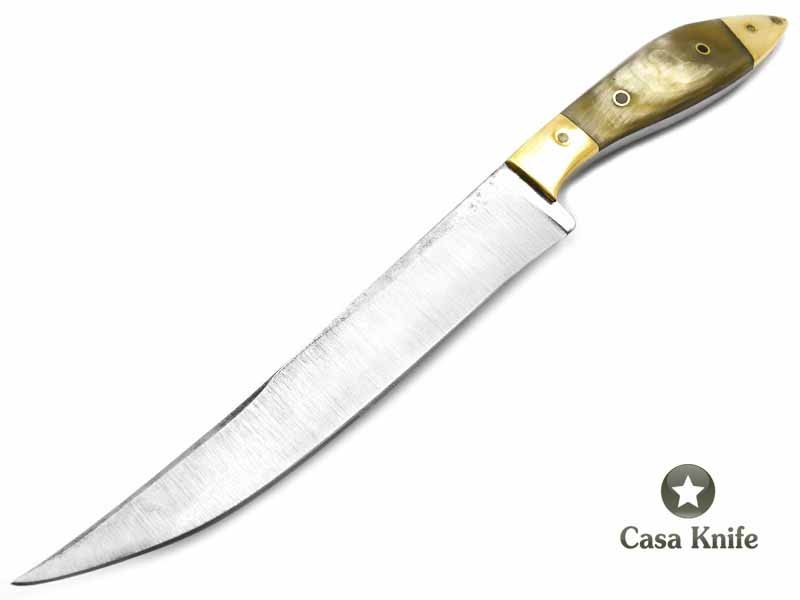 Faca para colecionador em aço carbono com empunhadura em chifre de búfalo 31 cm