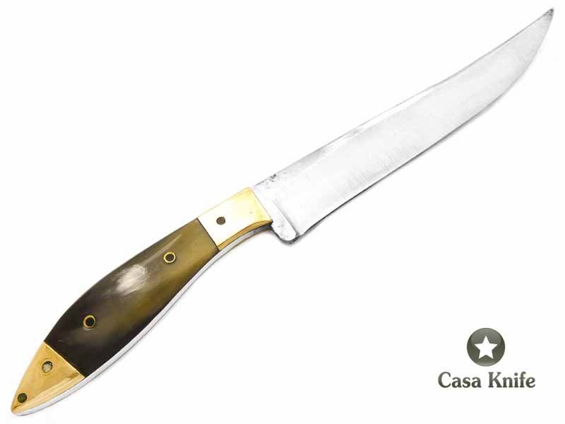 Faca para colecionador em aço carbono com empunhadura em chifre de búfalo 31 cm