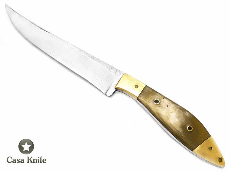 Faca para colecionador em aço carbono com empunhadura em chifre de búfalo 31 cm