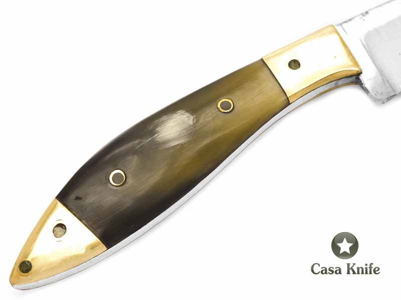Faca para colecionador em aço carbono com empunhadura em chifre de búfalo 31 cm