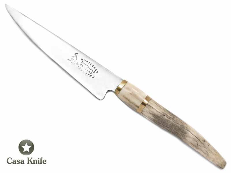 Faca para colecionador em aço carbono com empunhadura em chifre de cervo 28 cm