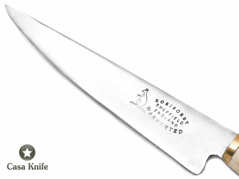 Faca para colecionador em aço carbono com empunhadura em chifre de cervo 28 cm