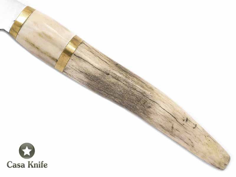 Faca para colecionador em aço carbono com empunhadura em chifre de cervo 28 cm