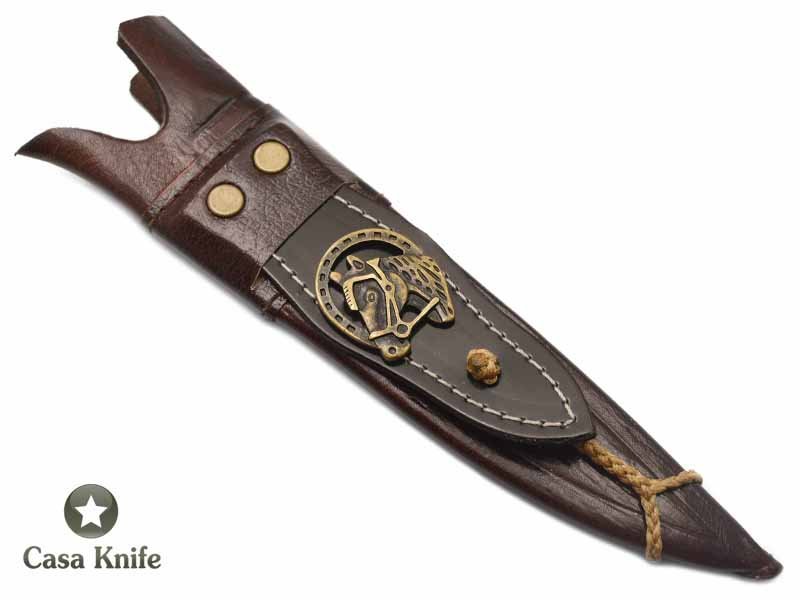 Faca para colecionador em aço carbono com empunhadura em chifre de cervo 28 cm