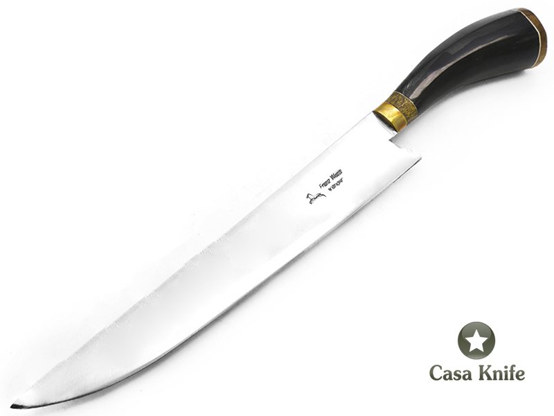 Faca para colecionador em aço carbono com empunhadura em osso e madeira 36 cm
