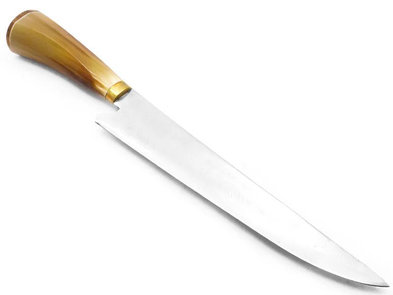 Faca para colecionador em aço carbono com empunhadura em osso e madeira 36 cm