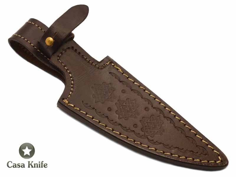 Faca full tang para colecionador em aço D2 com empunhadura em chifre de carneiro 25 cm