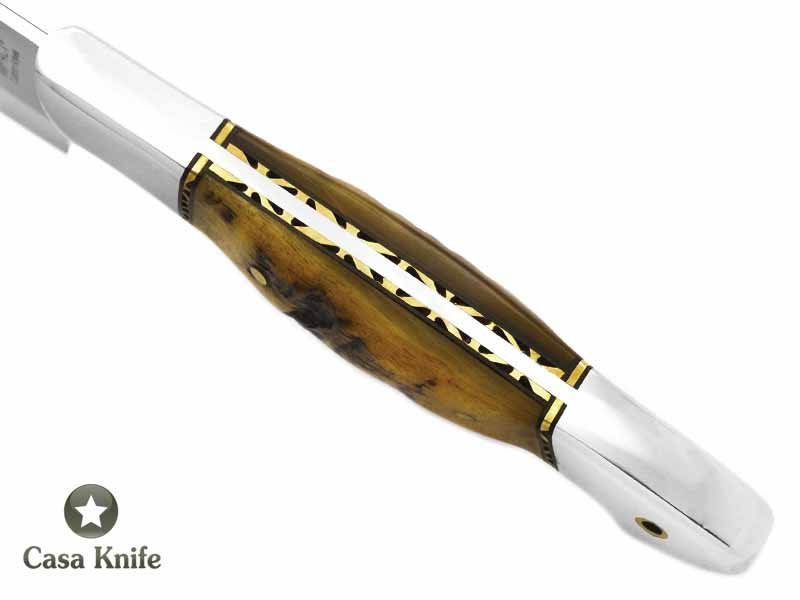 Faca full tang para colecionador em aço D2 com empunhadura em chifre de carneiro 25 cm