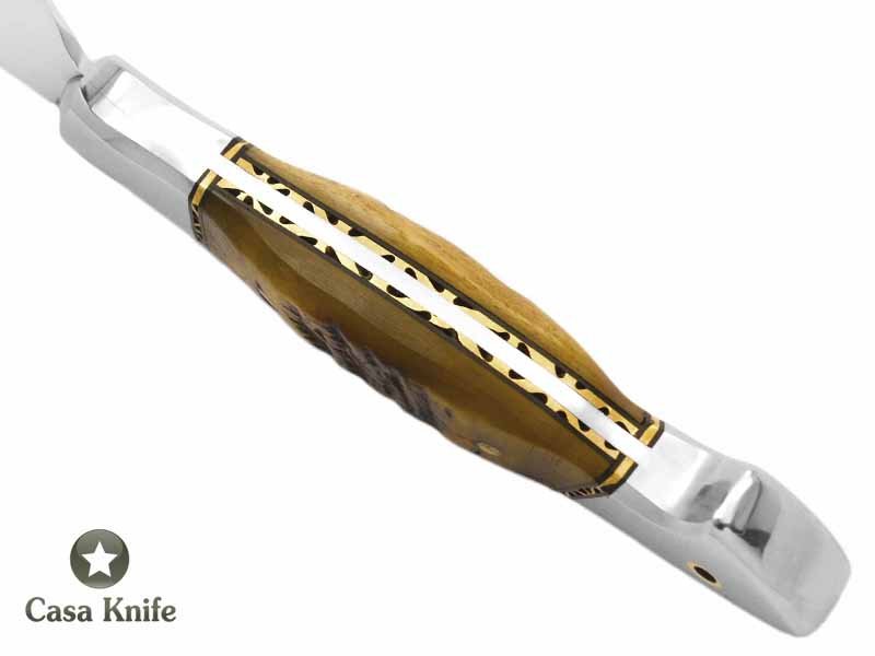 Faca full tang para colecionador em aço D2 com empunhadura em chifre de carneiro 25 cm