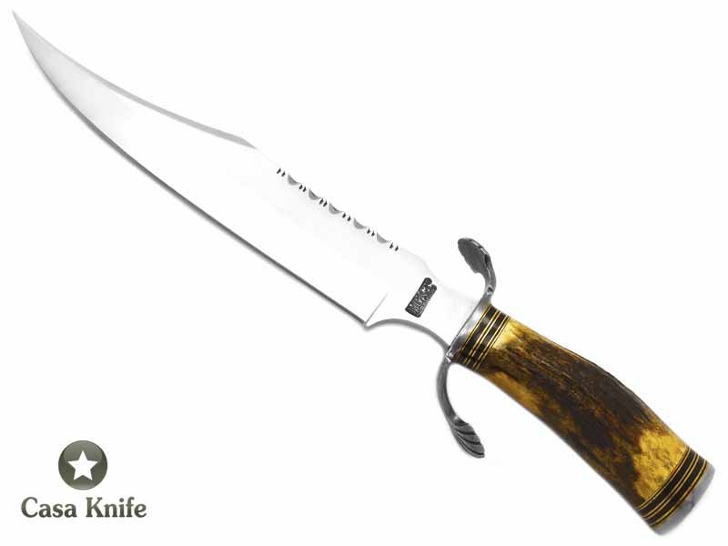 Faca para colecionador em aço D2 com empunhadura em chifre de cervo 41 cm