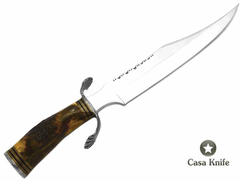Faca para colecionador em aço D2 com empunhadura em chifre de cervo 41 cm