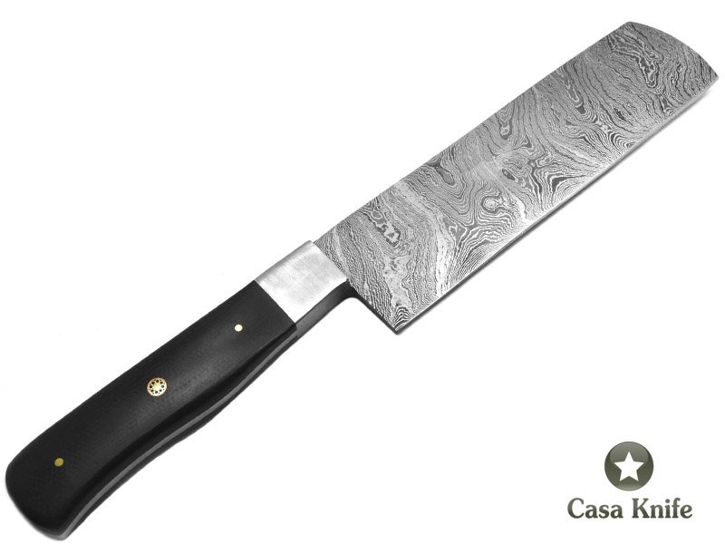 Faca para colecionador em aço damasco com empunhadura em micarta 33 cm