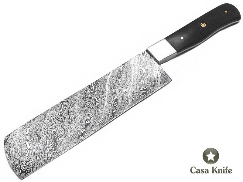 Faca para colecionador em aço damasco com empunhadura em micarta 33 cm