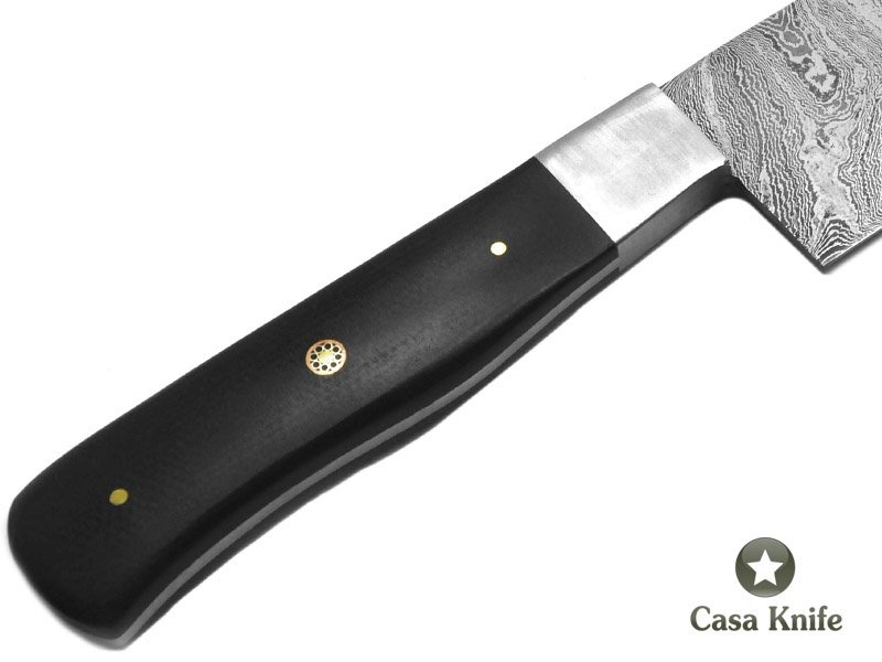 Faca para colecionador em aço damasco com empunhadura em micarta 33 cm