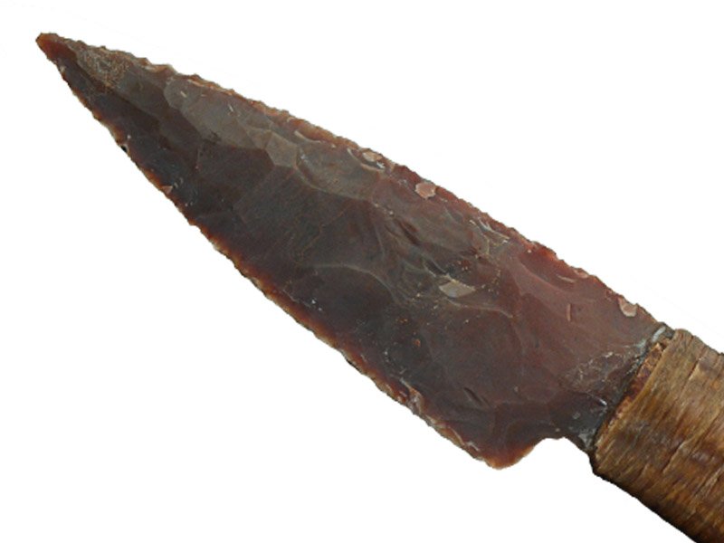 Faca para colecionador em Obsidiana. Empunhadura em chifre de cervo, 25 cm