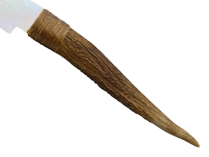 Faca para colecionador em Obsidiana. Empunhadura em chifre de cervo, 30 cm
