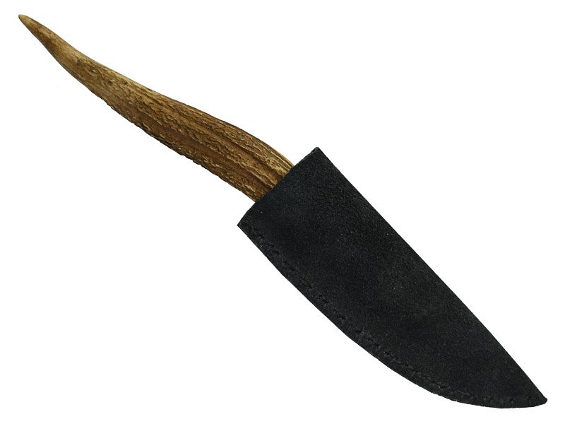Faca para colecionador em Obsidiana. Empunhadura em chifre de cervo, 30 cm