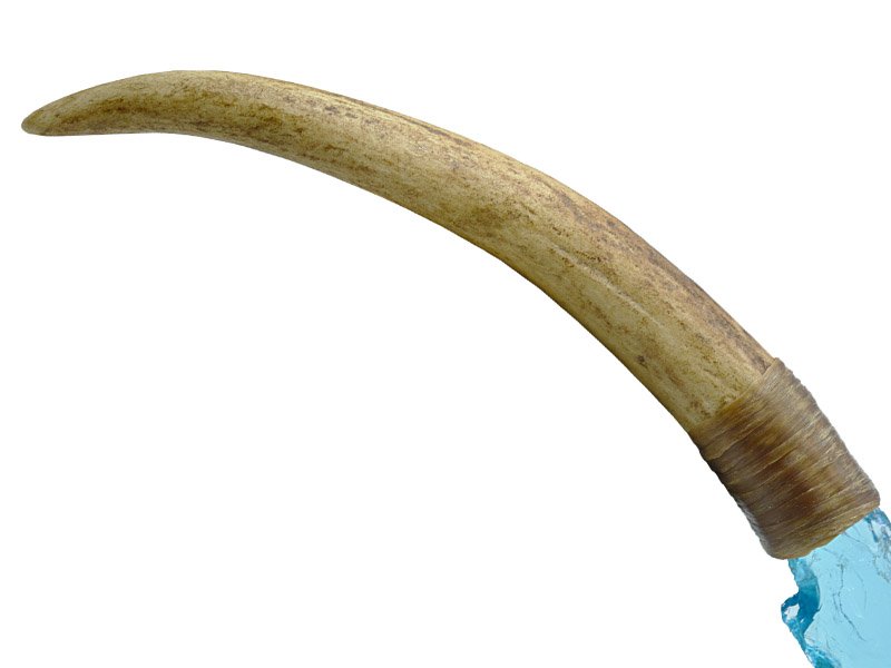 Faca para colecionador em Obsidiana. Empunhadura em chifre de cervo, 30 cm