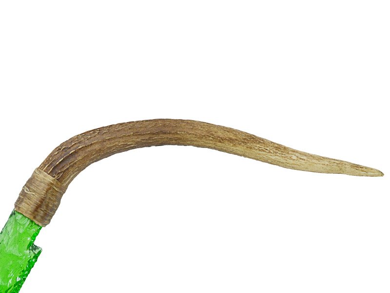 Faca para colecionador em Obsidiana. Empunhadura em chifre de cervo, 32 cm