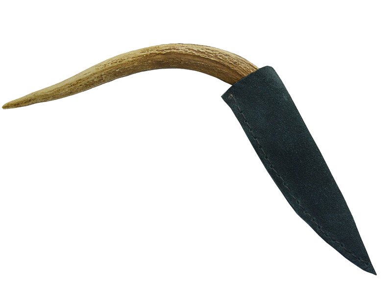 Faca para colecionador em Obsidiana. Empunhadura em chifre de cervo, 32 cm