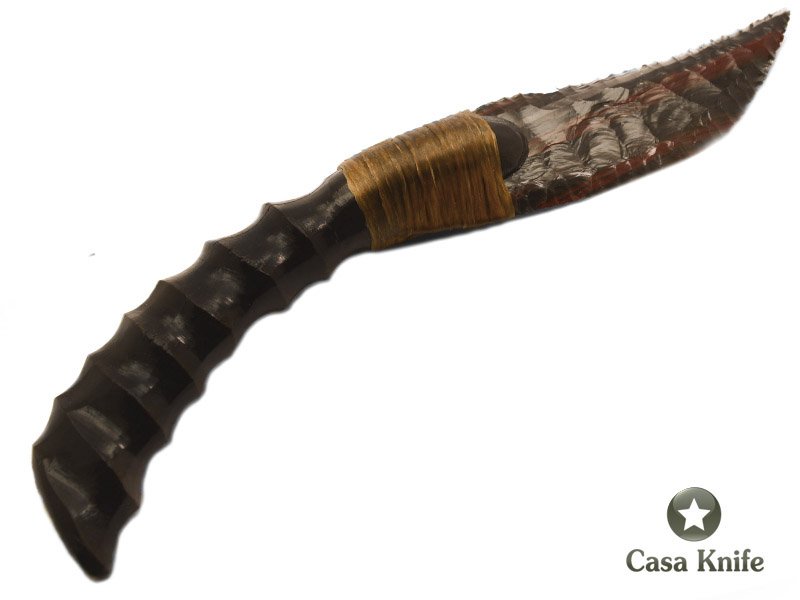Faca para colecionador em Obsidiana com empunhadura em chifre de antílope 19 cm