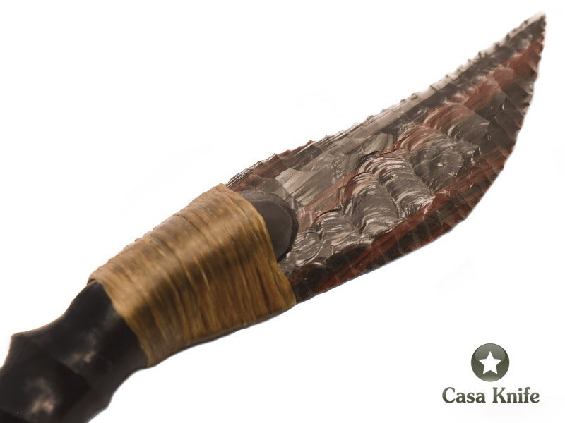 Faca para colecionador em Obsidiana com empunhadura em chifre de antílope 19 cm