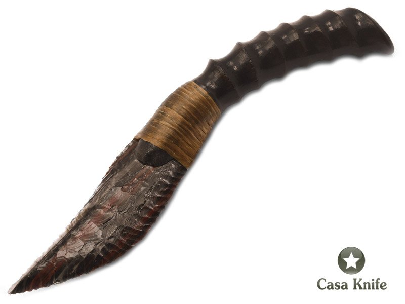 Faca para colecionador em Obsidiana com empunhadura em chifre de antílope 19 cm