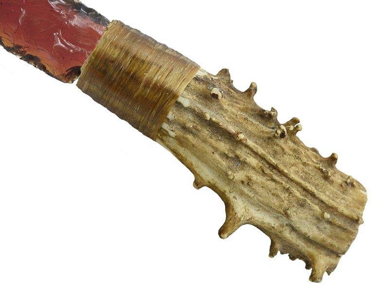 Faca para colecionador em Obsidiana com empunhadura em chifre de cervo, 23 cm