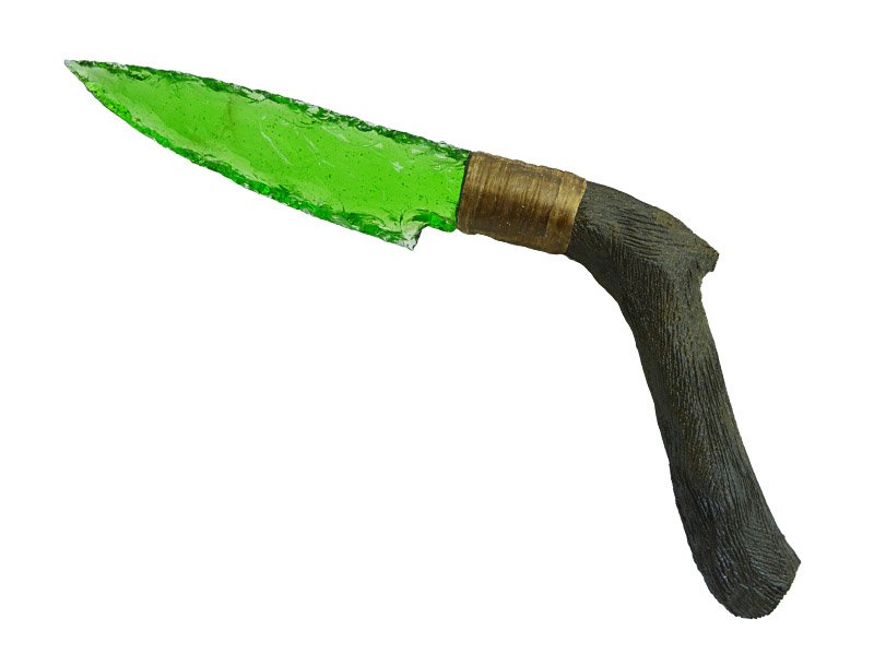 Faca para colecionador em Obsidiana. Empunhadura Ébano Africano estabilizada, 25 cm