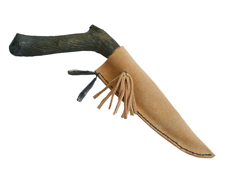 Faca para colecionador em Obsidiana. Empunhadura Ébano Africano estabilizada, 25 cm