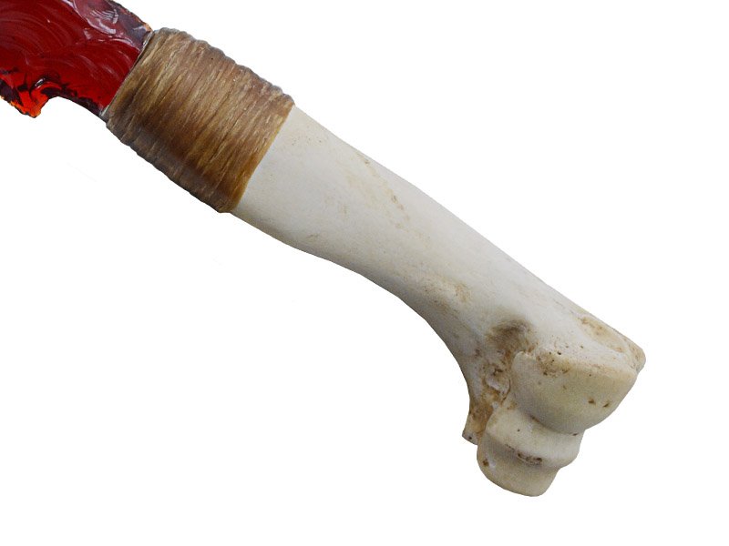 Faca para colecionador em Obsidiana. Empunhadura em osso de cabrito, 24 cm