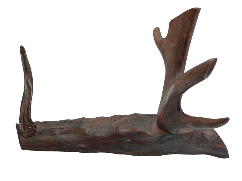 Faca para colecionador em Obsidiana. Empunhadura em chifre de cervo, 30 cm