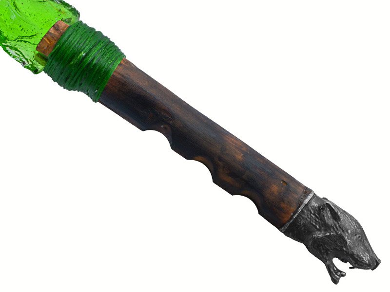 Punhal para colecionador em Obsidiana. Empunhadura em madeira de pitangueira, 24 cm