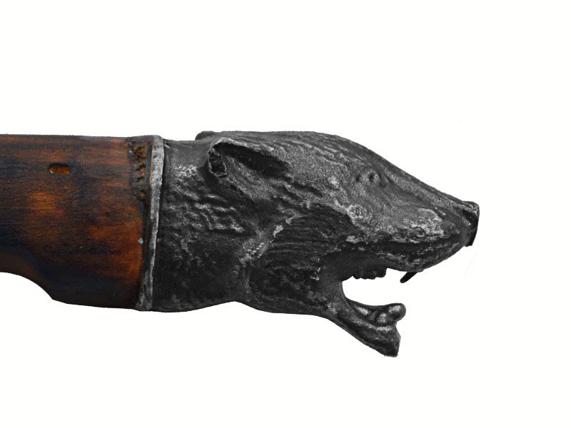 Punhal para colecionador em Obsidiana. Empunhadura em madeira de pitangueira, 24 cm
