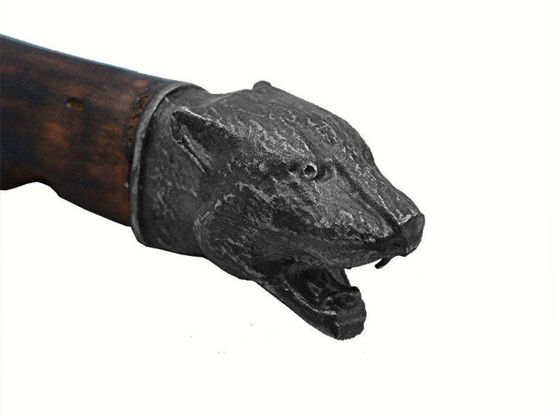Punhal para colecionador em Obsidiana. Empunhadura em madeira de pitangueira, 24 cm