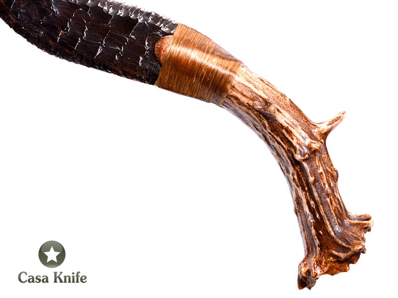 Faca para colecionador em Obsidiana Negra com empunhadura em chifre de cervo 23 cm