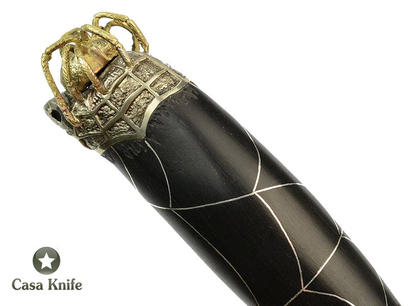 Faca Tarântula para colecionador forjada em aço damasco laminado bulat ( Russia), Empunhadura é feita em unico bloco de ébano,