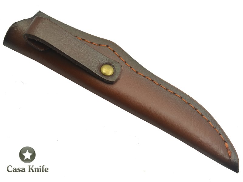 Faca para colecionador forjado em aço damasco - padrão gotas de chuva com empunhadura em osso tingido. 20 cm