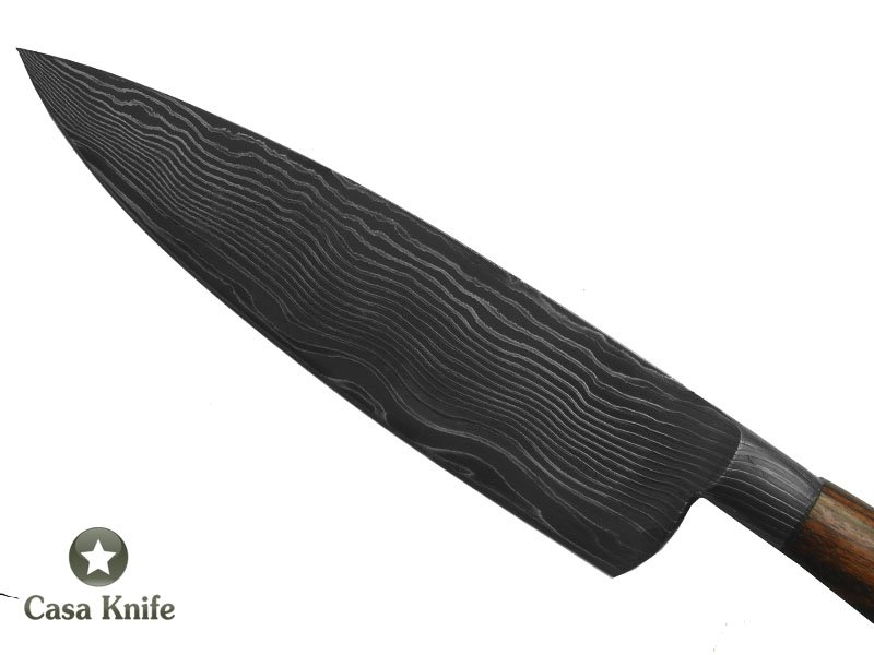 Monte Cristo faca para colecionador forjado em aço damasco. Empunhadura em Jacaranda Bahia, 28 cm