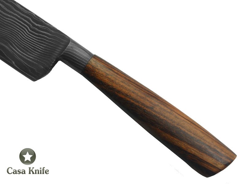 Monte Cristo faca para colecionador forjado em aço damasco. Empunhadura em Jacaranda Bahia, 28 cm