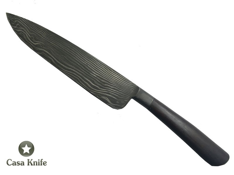 Monte Cristo faca para colecionador forjado em aço damasco. Empunhadura em Pau - Ferro, 33 cm