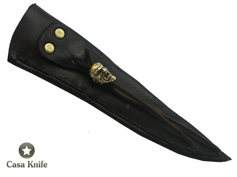 Adelar Filippon faca para colecionador forjado em aço damasco linear. Empunhadura em Chifre de Cervo, 27 cm