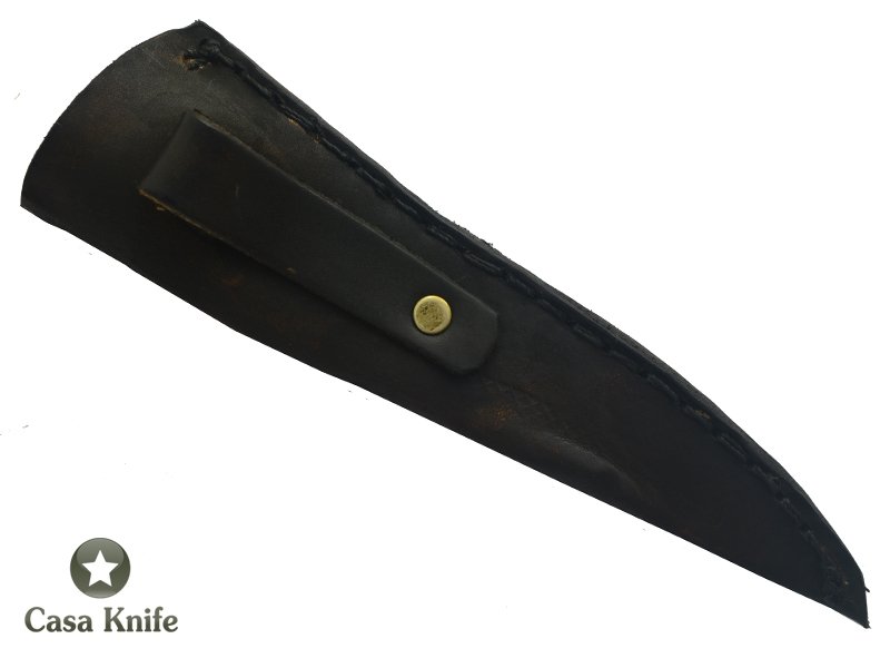 Adelar Filippon faca para colecionador forjado em aço damasco linear. Empunhadura em Chifre de Cervo, 27 cm