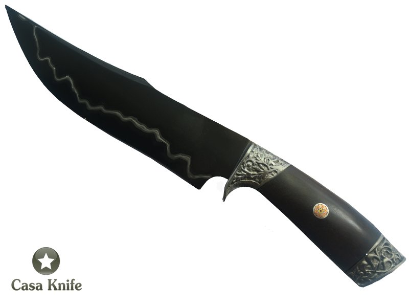 Faca para colecionador forjado em aço Go Mai em 5 camadas, 3 em aço 6160 e 2 em aço inox 420. Empunhadura Macaranduba, 28 cm